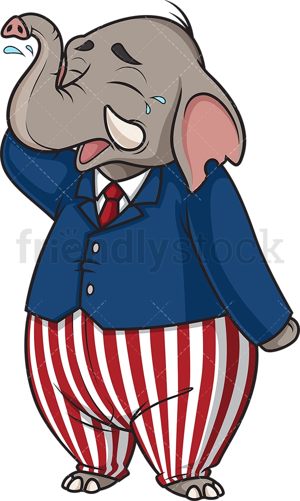 Crying republican elephant. PNG - JPG and vector EPS (infinitely scalable).