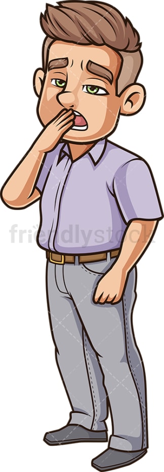 Tired caucasian man yawning. PNG - JPG and vector EPS (infinitely scalable).