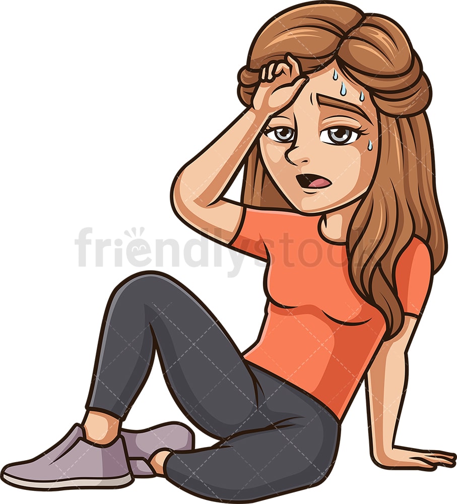 Sweating Woman On The Floor Cartoon Clipart Vector - FriendlyStock