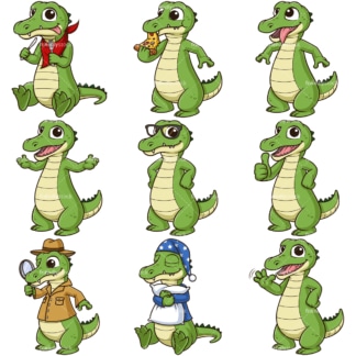 Cartoon alligator character. PNG - JPG and infinitely scalable vector EPS - on white or transparent background.