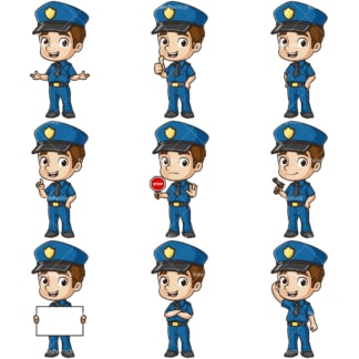 Cute policeman. PNG - JPG and infinitely scalable vector EPS - on white or transparent background.