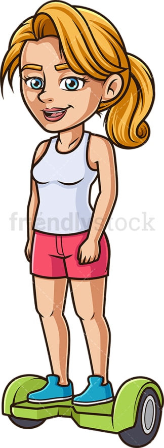 Caucasian woman on hoverboard. PNG - JPG and vector EPS (infinitely scalable).