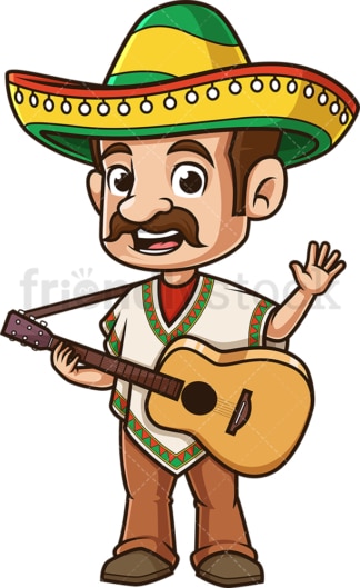 Happy mexican man waving. PNG - JPG and vector EPS (infinitely scalable).