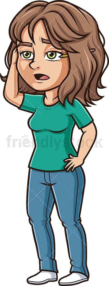 Latin Woman Thinking Cartoon Clipart Vector - FriendlyStock
