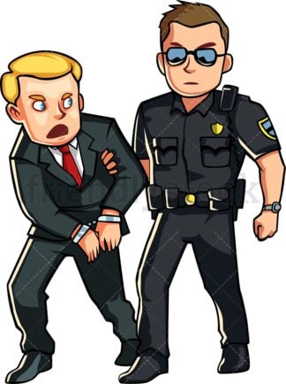 Policeman arresting business man. PNG - JPG and vector EPS file formats (infinitely scalable). Image isolated on transparent background.