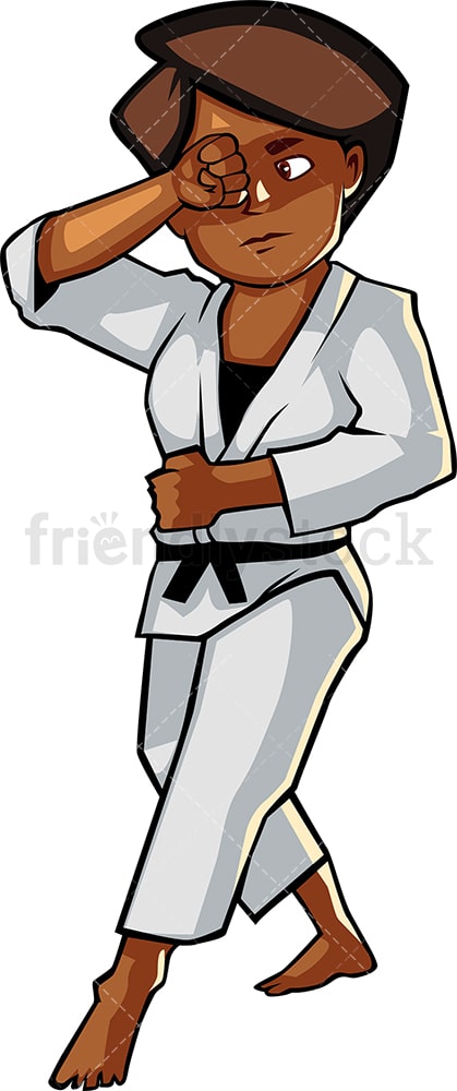 Black Female Doing Karate Cartoon Vector Clipart - FriendlyStock