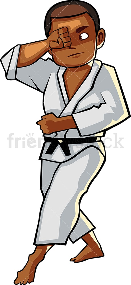 Black Guy Doing Karate Cartoon Vector Clipart - FriendlyStock