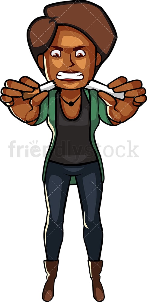 Black woman snapping a cigarette in half. PNG - JPG and vector EPS file formats (infinitely scalable). Image isolated on transparent background.