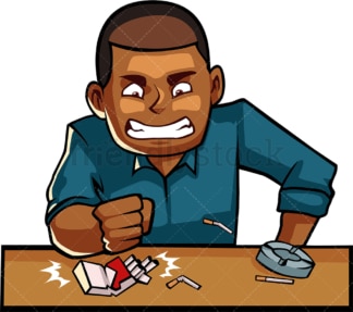 Black man destroying cigarettes. PNG - JPG and vector EPS file formats (infinitely scalable). Image isolated on transparent background.