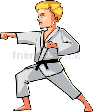 Man in a typical karate pose. PNG - JPG and vector EPS file formats (infinitely scalable). Image isolated on transparent background.