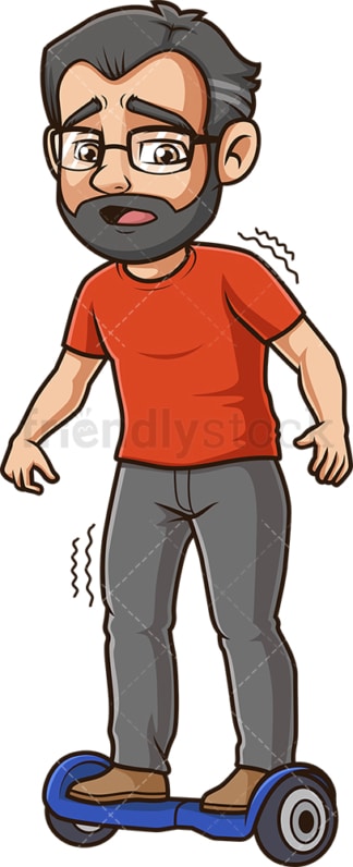 Middle-Aged man on hoverboard. PNG - JPG and vector EPS (infinitely scalable).