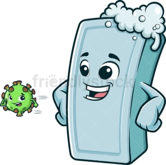 Soap bar scaring away virus. PNG - JPG and vector EPS (infinitely scalable).