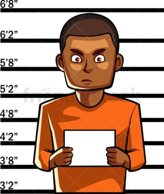 Black man police mugshot. PNG - JPG and vector EPS file formats (infinitely scalable). Image isolated on transparent background.