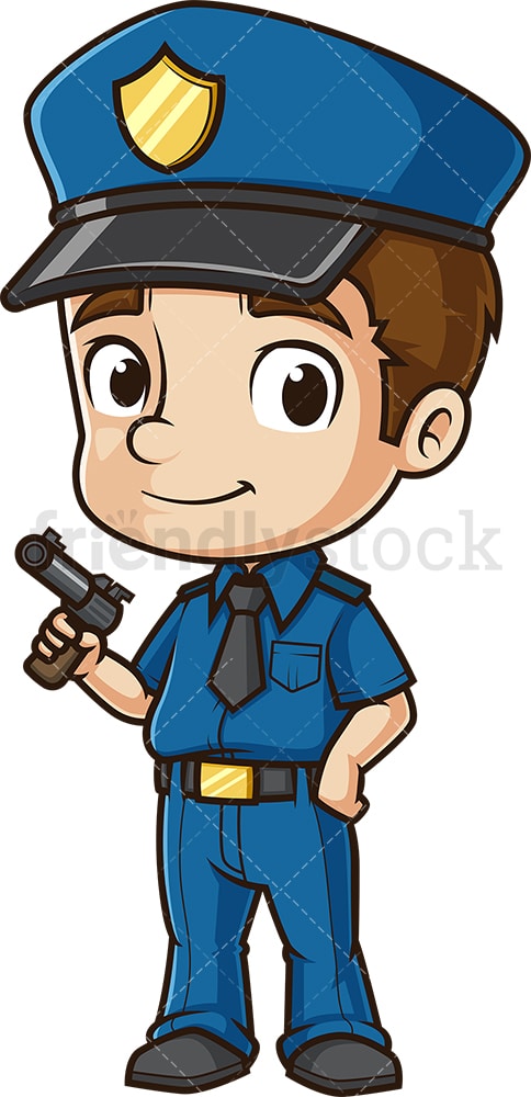 Cute policeman with pistol. PNG - JPG and vector EPS (infinitely scalable).