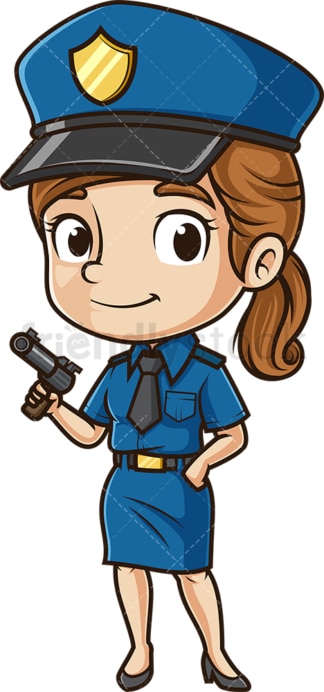 Cute policewoman with pistol. PNG - JPG and vector EPS (infinitely scalable).
