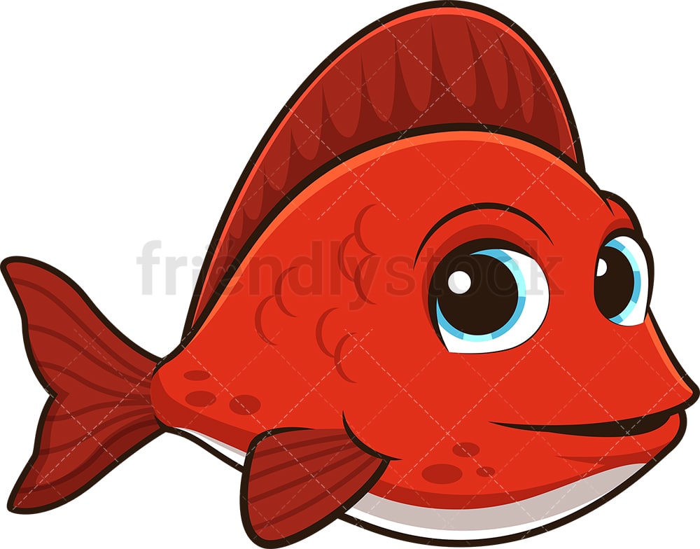 Cute Red Fish Cartoon Clipart Vector - FriendlyStock