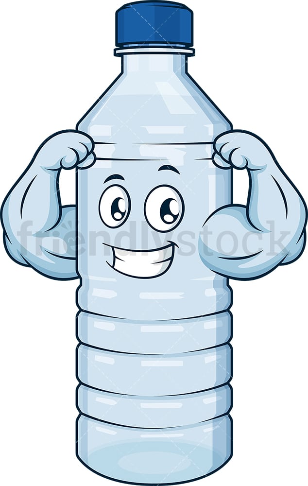 Strong Water Bottle Flexing Cartoon Clipart Vector - FriendlyStock