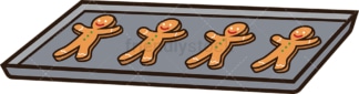 Tray of gingerbread cookies. PNG - JPG and vector EPS file formats (infinitely scalable). Image isolated on transparent background.