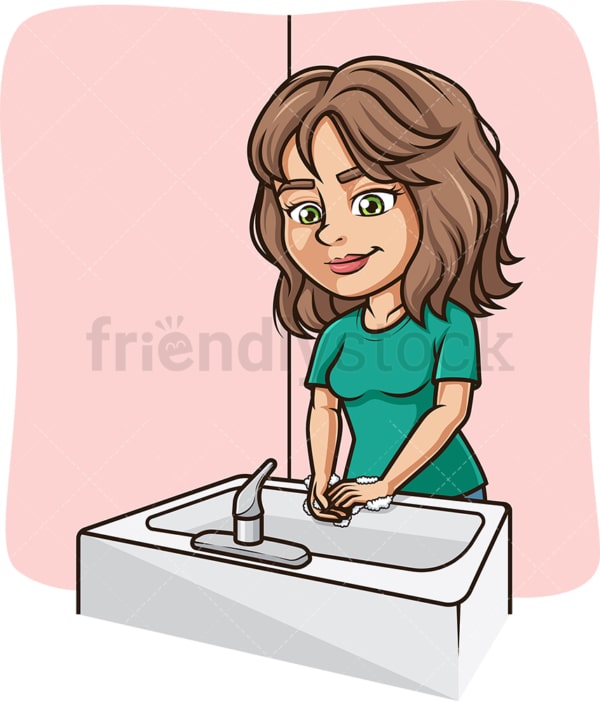 Woman washing her hands in sink. PNG - JPG and vector EPS (infinitely scalable).