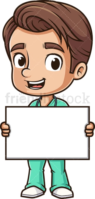 Male nurse holding blank sign. PNG - JPG and vector EPS (infinitely scalable).