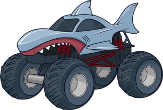 Shark monster truck. PNG - JPG and vector EPS (infinitely scalable).