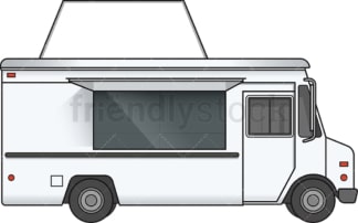 Food truck with blank sign side view. PNG - JPG and vector EPS file formats (infinitely scalable). Image isolated on transparent background.
