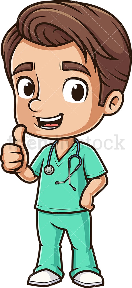 Cute male nurse thumbs up. PNG - JPG and vector EPS (infinitely scalable).