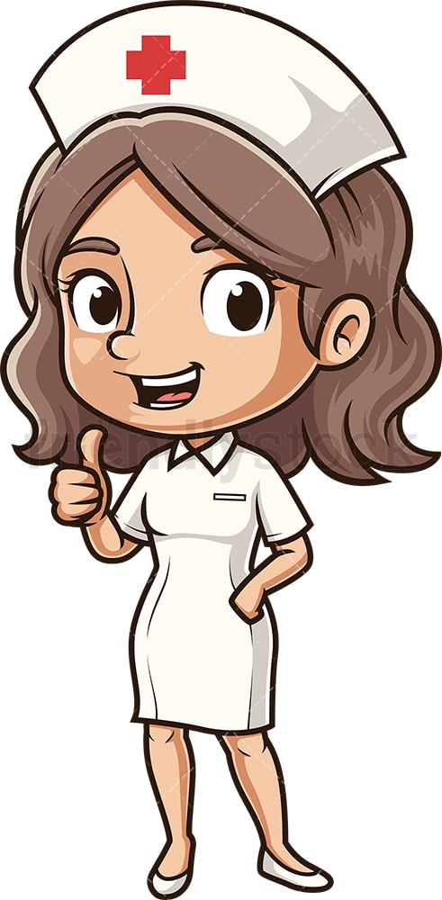 Cute Nurse Thumbs Up Cartoon Clipart Vector - FriendlyStock