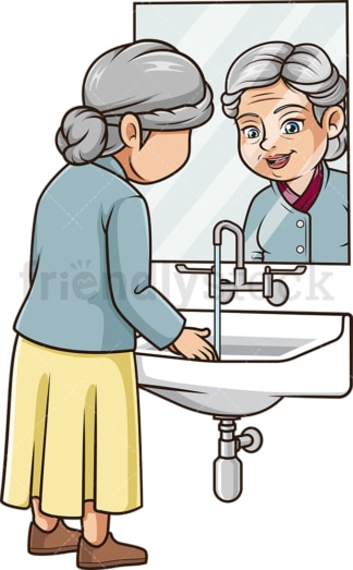 Old woman washing her hands. PNG - JPG and vector EPS (infinitely scalable).