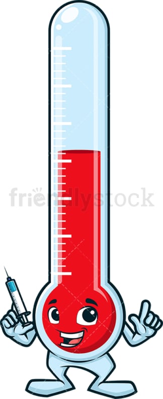 Thermometer holding vaccine. PNG - JPG and vector EPS (infinitely scalable).
