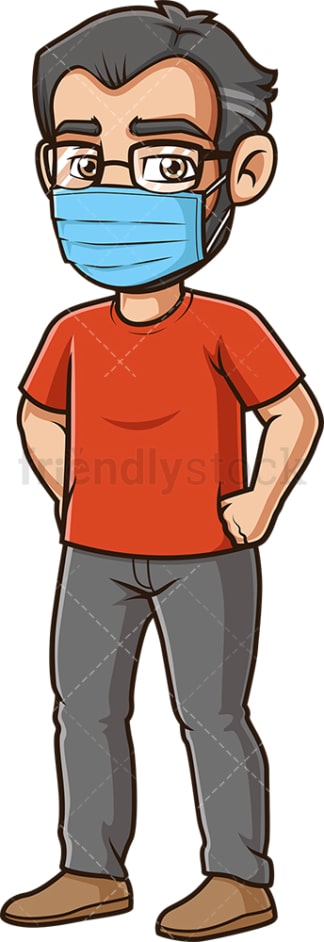 Middle-Aged man wearing face mask. PNG - JPG and vector EPS (infinitely scalable).