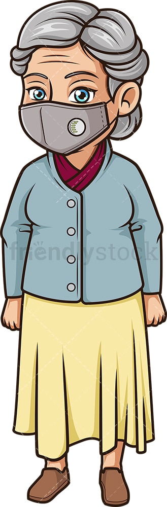 Mature Woman With Surgical Mask Cartoon Clipart Vector Friendlystock