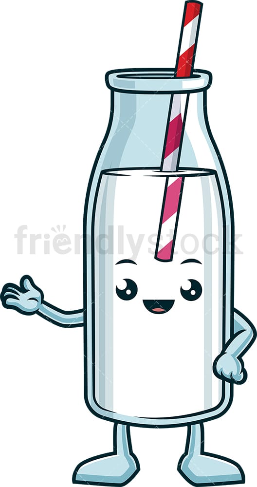 Milk Bottle Presenting Cartoon Clipart Vector - FriendlyStock