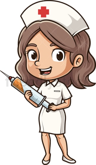Nurse holding syringe. PNG - JPG and vector EPS (infinitely scalable).