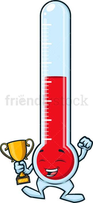 Thermometer holding gold trophy. PNG - JPG and vector EPS (infinitely scalable).