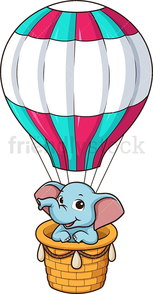 Elephant In Hot Air Balloon Cartoon Vector Clipart - FriendlyStock