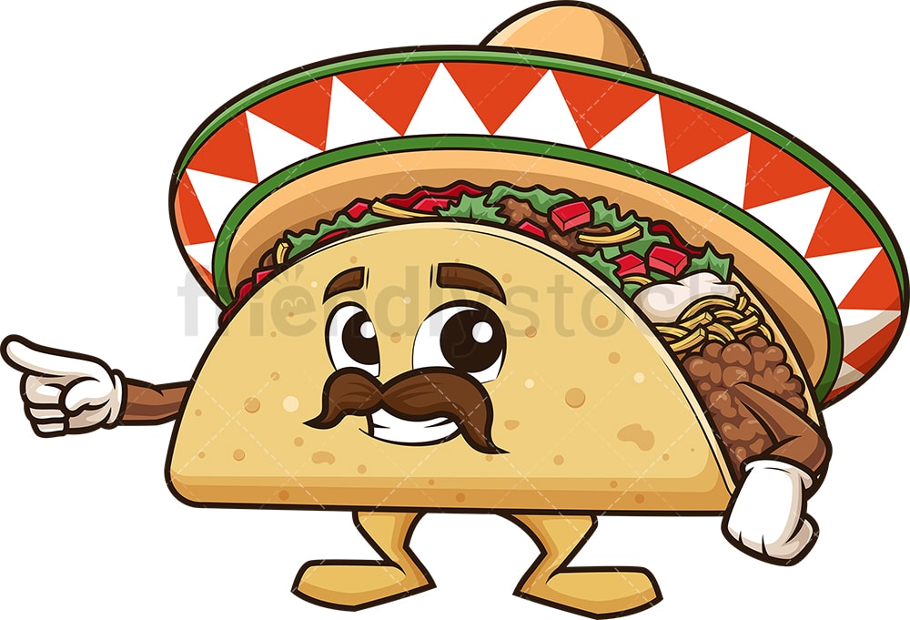 Taco mexicano que presenta dibujos animados Clipart Vector - FriendlyStock