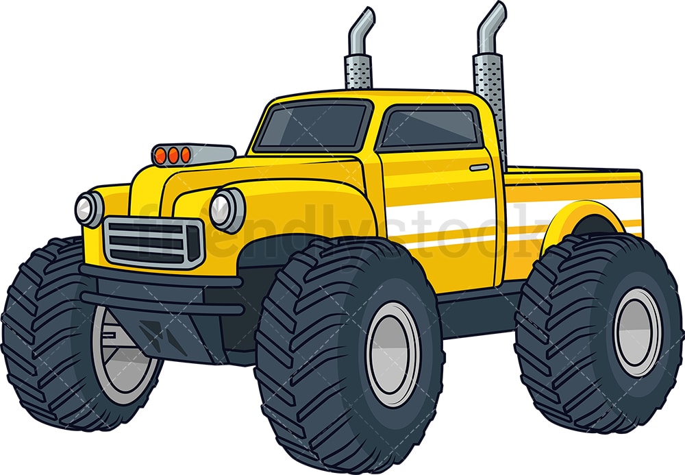 Yellow Monster Truck Cartoon Clipart Vector - FriendlyStock