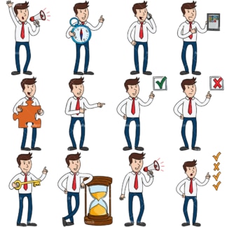 10 vector images of a young entrepreneur. PNG - JPG and vector EPS file formats (infinitely scalable).