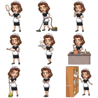 Cartoon french maid. PNG - JPG and infinitely scalable vector EPS - on white or transparent background.