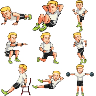 Caucasian man working out. PNG - JPG and vector EPS file formats (infinitely scalable). Images isolated on transparent background.