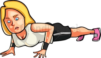 A blonde womAn doing push ups. PNG - JPG and vector EPS file formats (infinitely scalable). Image isolated on transparent background.