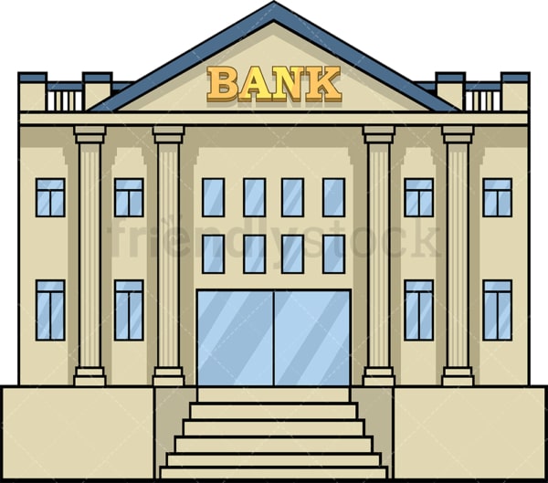 Bank building front view. PNG - JPG and vector EPS file formats (infinitely scalable). Image isolated on transparent background.