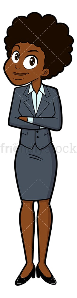 Black businesswoman standing with confidence. PNG - JPG and vector EPS file formats (infinitely scalable). Image isolated on transparent background.