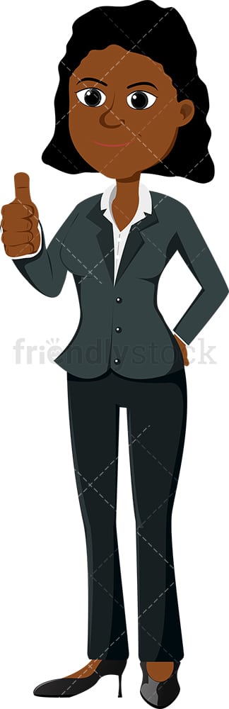 Black female entrepreneur giving the thumbs up. PNG - JPG and vector EPS file formats (infinitely scalable). Image isolated on transparent background.
