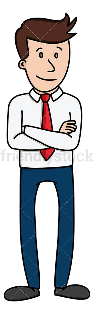 Calm businessman with arms crossed. PNG - JPG and vector EPS (infinitely scalable).
