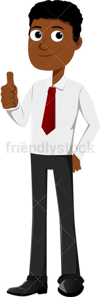 Confident black entrepreneur giving the thumbs up. PNG - JPG and vector EPS file formats (infinitely scalable). Image isolated on transparent background.