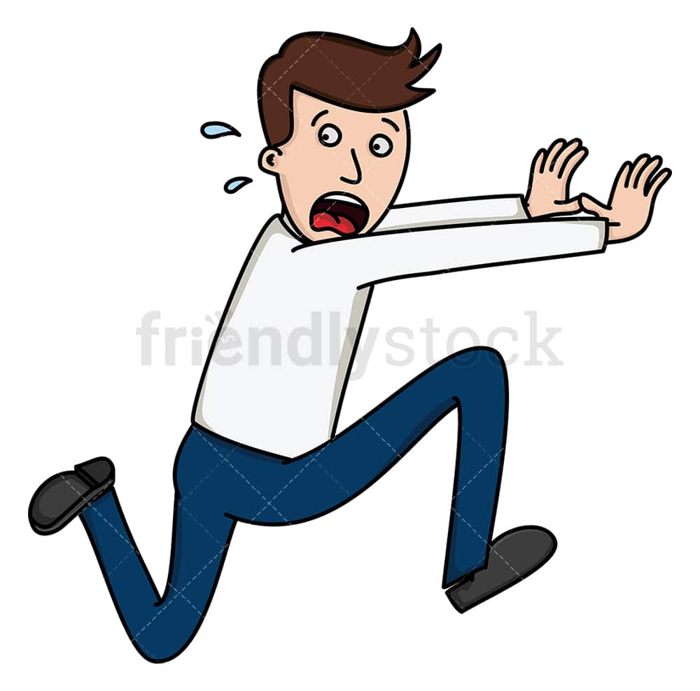 Man Frantically Running Away Cartoon Vector Clipart - FriendlyStock