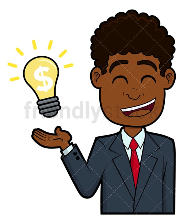 Black businessman major breakthrough. PNG - JPG and vector EPS file formats (infinitely scalable). Image isolated on transparent background.
