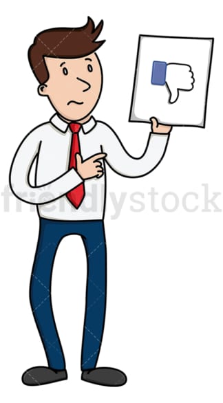 Businessman holding dislike sign. PNG - JPG and vector EPS file formats (infinitely scalable). Image isolated on transparent background.